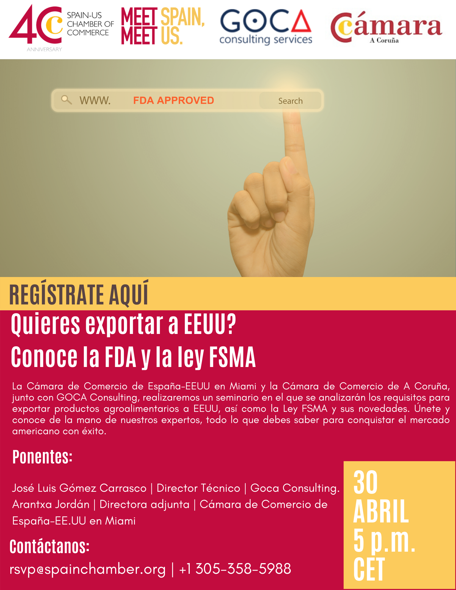 GOCA Consulting will participate in the webinars organized by the Spain-U.S. Chamber of Commerce in Miami